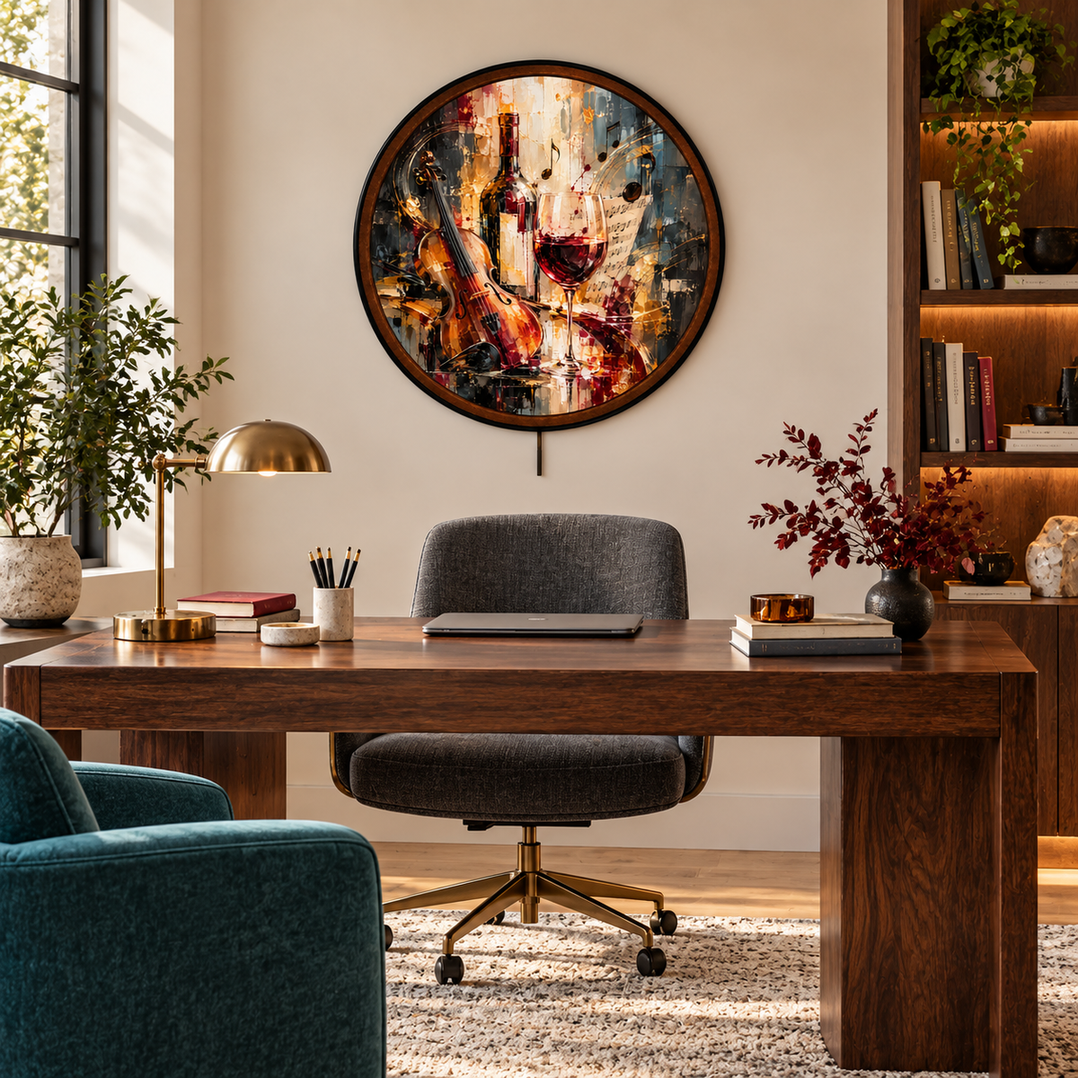 Vintage Wine & Violin – Handcrafted LED Wall Art