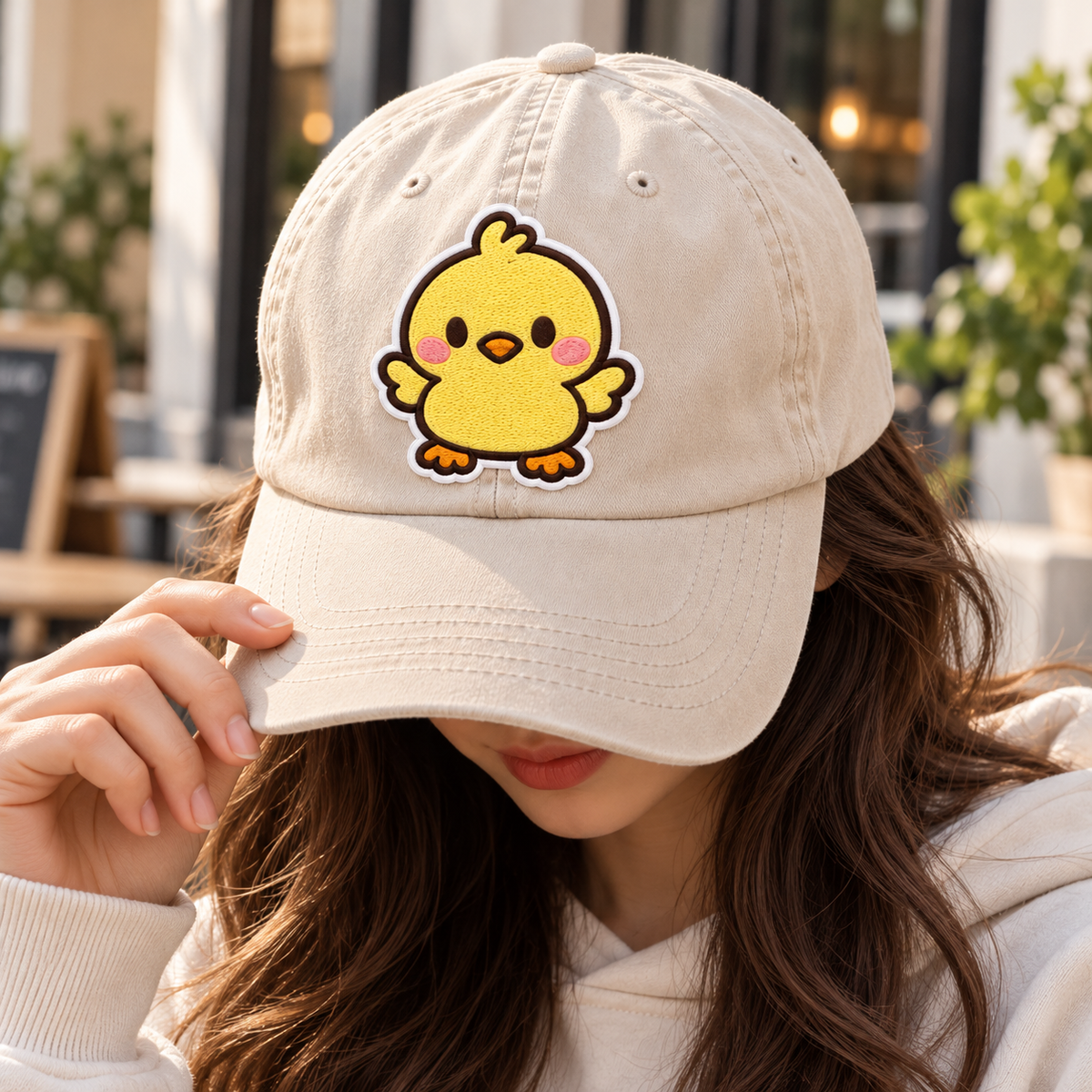Cute Baby Chick Embroidered Iron-On Patch ā Kawaii Yellow Chicken Applique