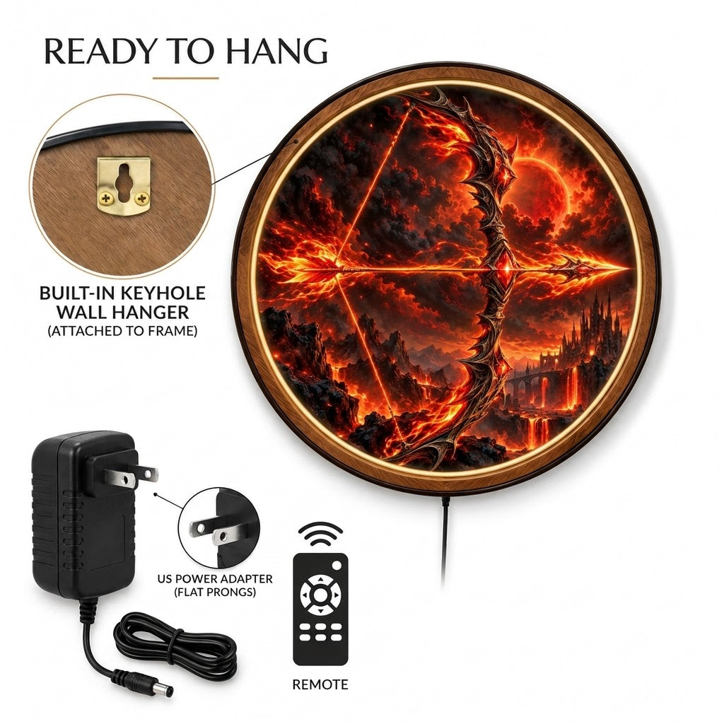 Inferno Bow β Handcrafted Round LED Wall Art