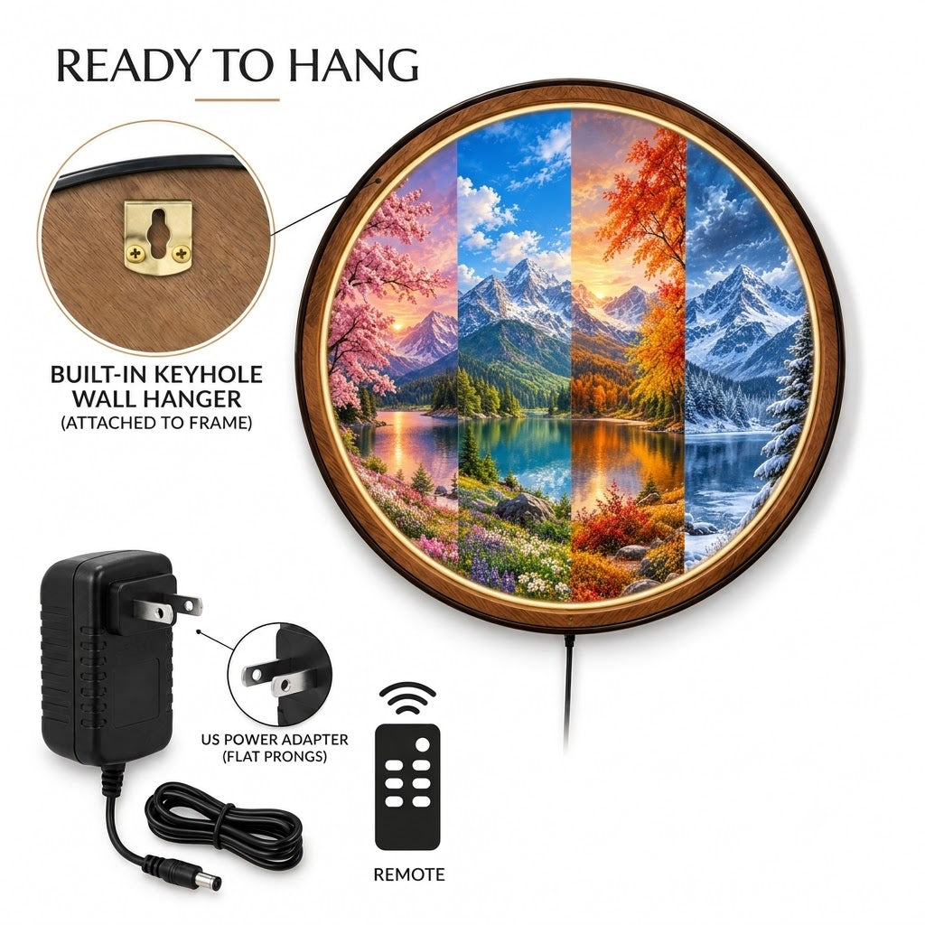 Four Seasons – Handcrafted Round LED Wall Art
