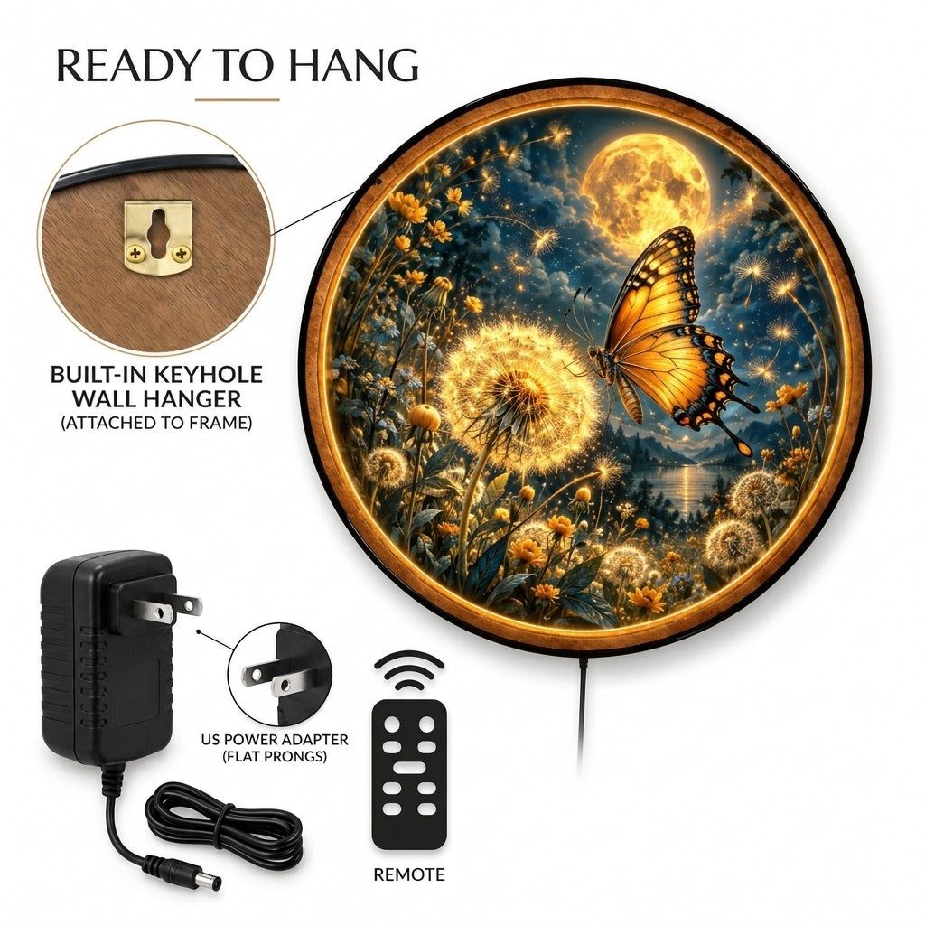 Golden Wishes β Handcrafted Round LED Wall Art
