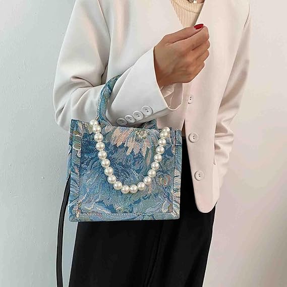Retro Embroidered Cotton Linen Tote Bag – One Shoulder Oil Painting Handbag