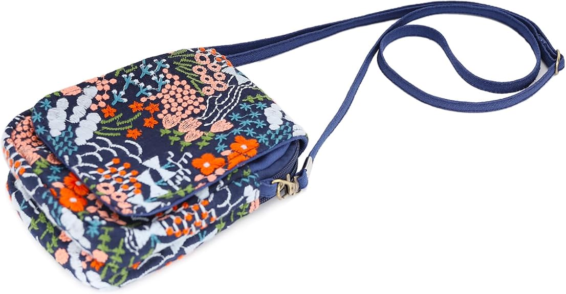 Embroidered Mini Crossbody Bag – Small Wristlet Purse & Phone Pouch for Women