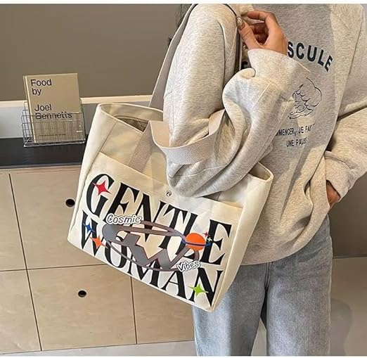 Gentlewoman Canvas Tote Bag – Off-White Shoulder Handbag for Women