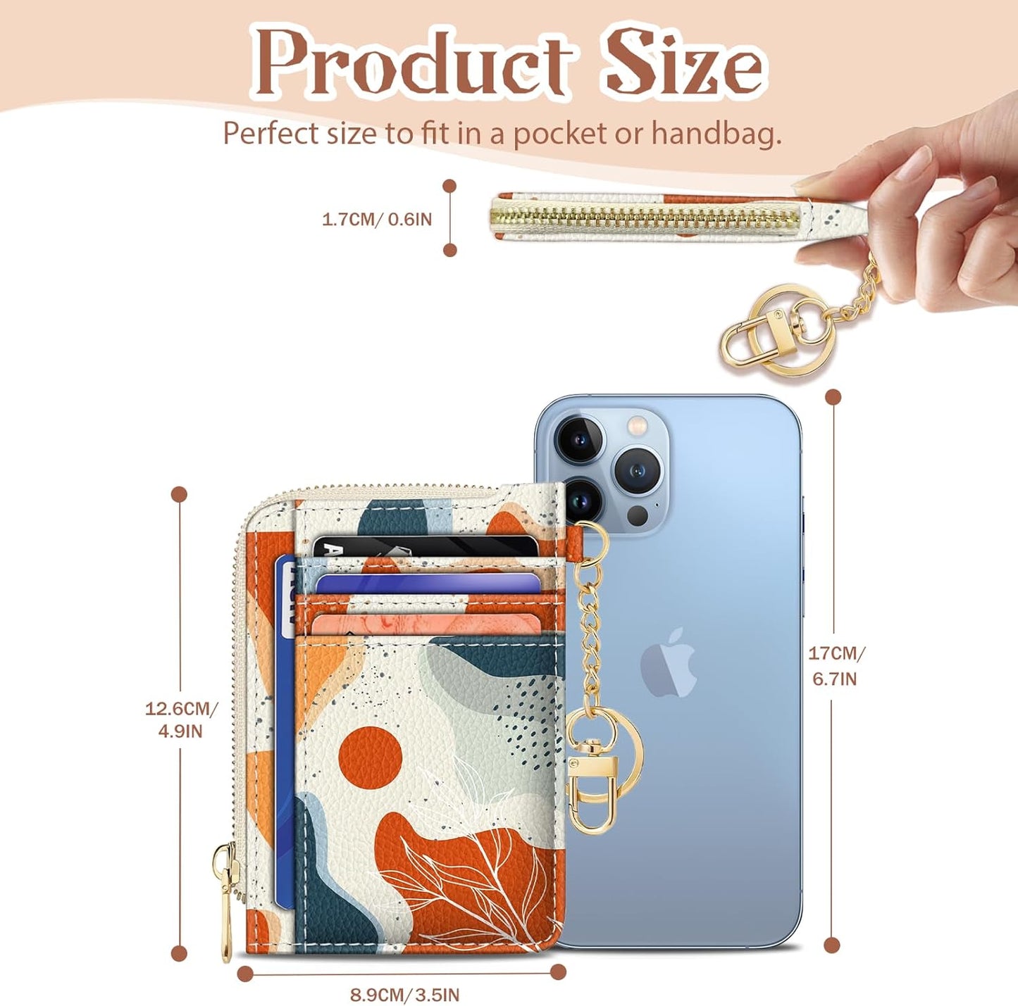 Slim RFID Wallet for Women – Pink PU Leather Card Holder with Zipper