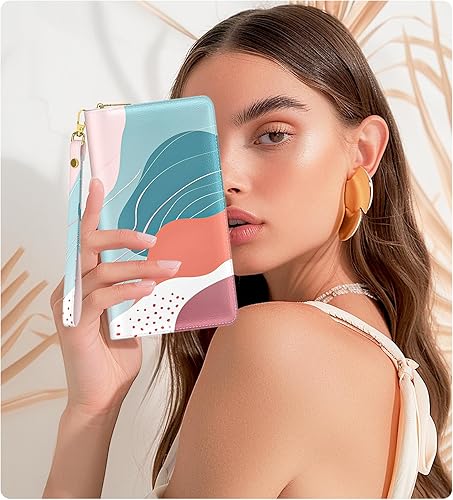 Women's RFID Clutch Wallet – Travel Wristlet with Phone and Card Slots