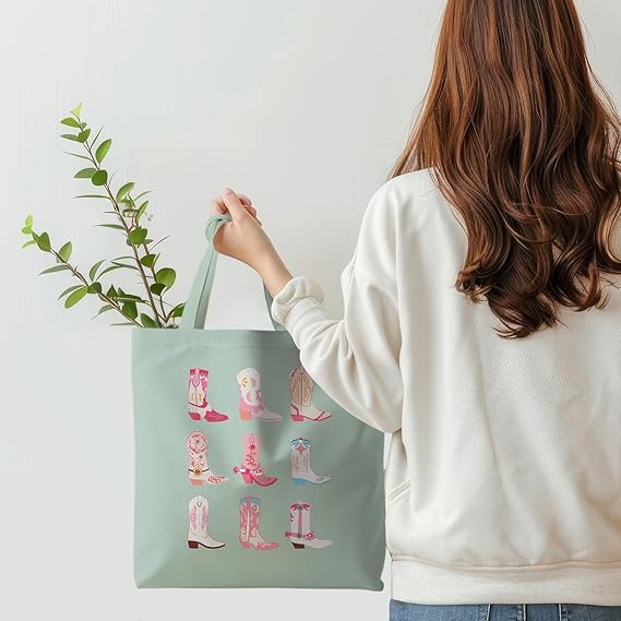 Cowgirl Western Tote Bag – Reusable Shopping Bag for Women with Western Vibe