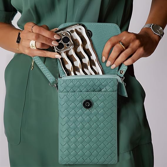 Mini Crossbody Phone Purse for Women – Woven Travel Wallet Bag