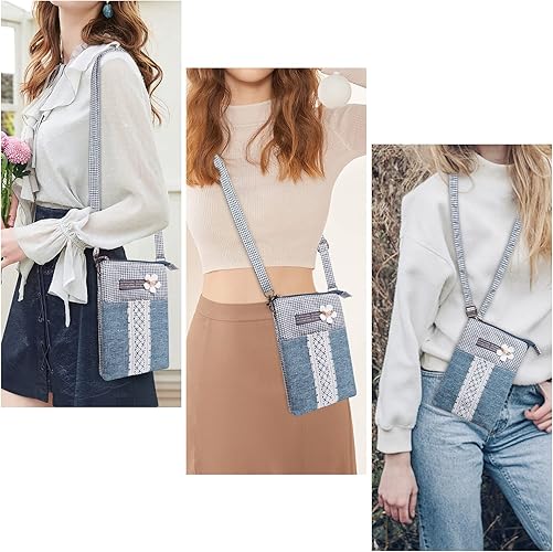 Lightweight Leaf Pattern Canvas Crossbody Phone Purse and Wallet for Women