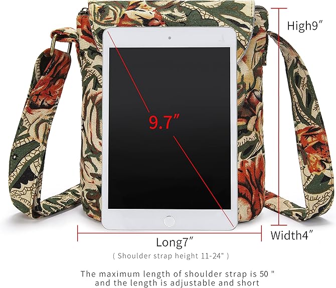 Retro Canvas Crossbody Bag – Small Boho Shoulder Handbag for Women