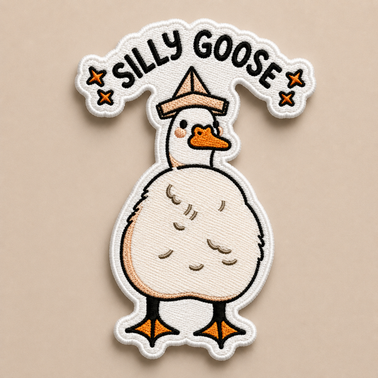 Silly Goose Embroidered Iron-On Patch – Funny Goose Cartoon Animal Applique