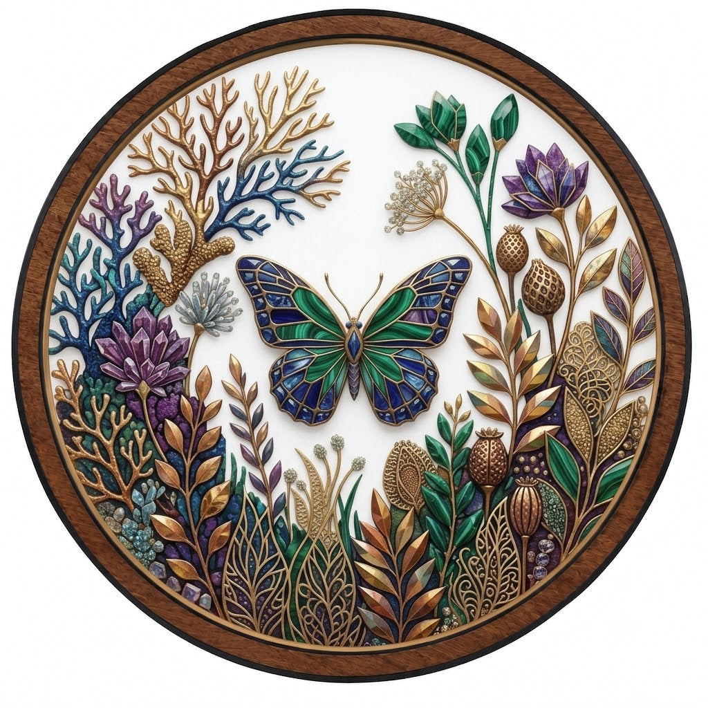 Jeweled Butterfly Garden – Botanical LED Wall Art