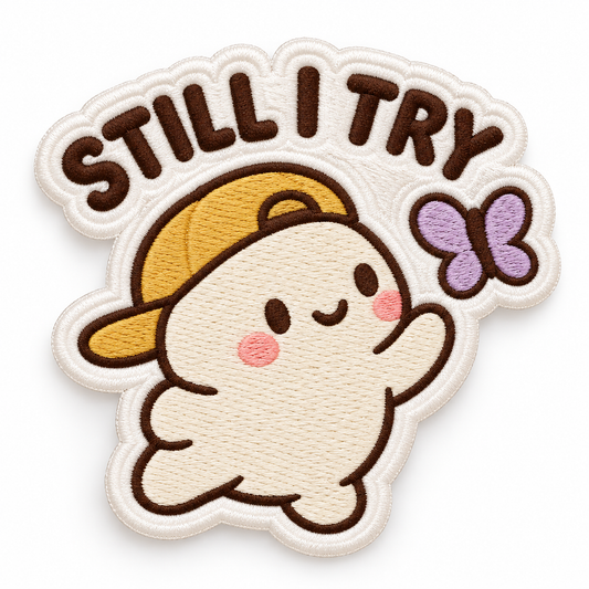 Still I Try Cute Ghost Embroidered Iron-On Patch