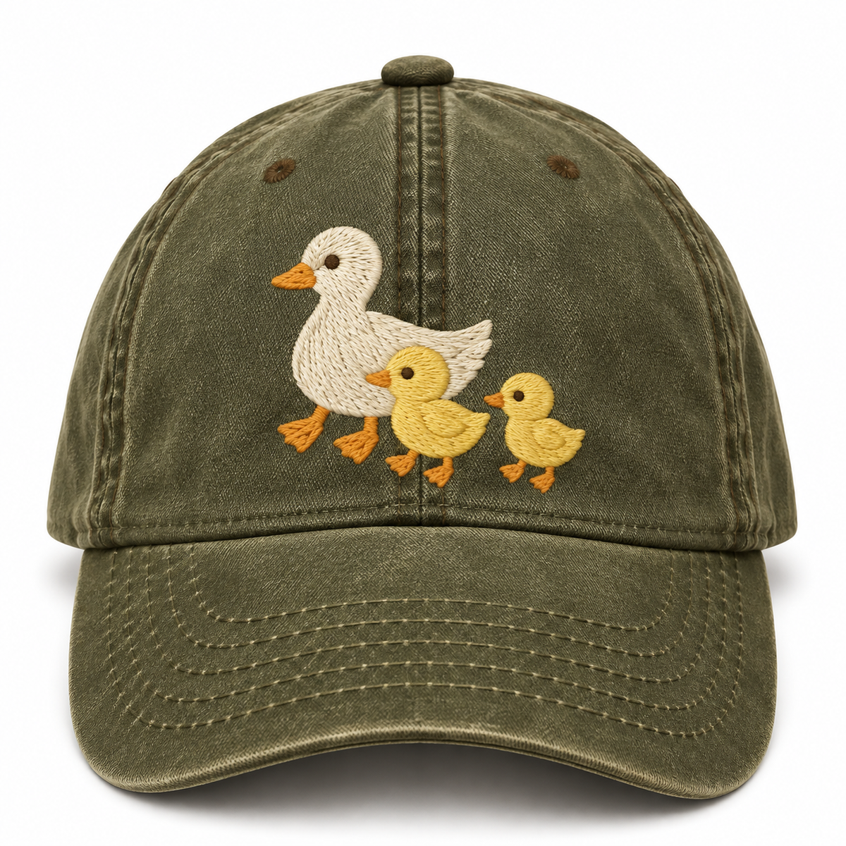 Mama Duck & Ducklings Embroidered Dad Hat – Cute Vintage Cap