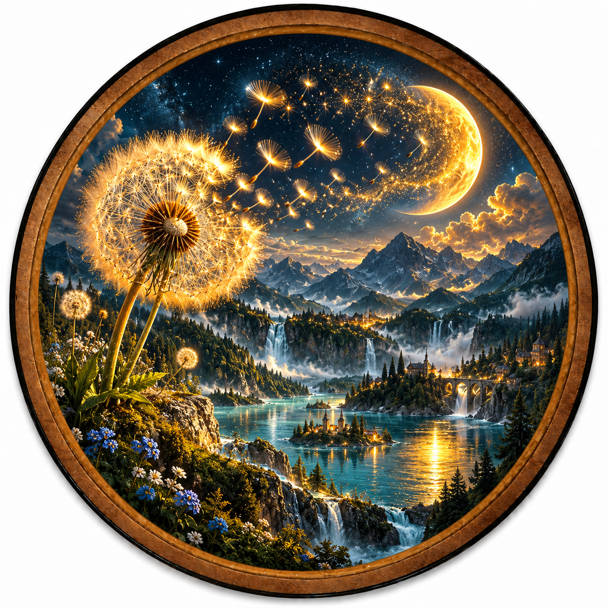 Celestial Dandelion – Handcrafted LED Wall Art