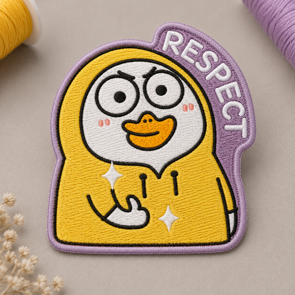 Respect Duck Embroidered Iron-On Patch – Funny Cute Cartoon Applique