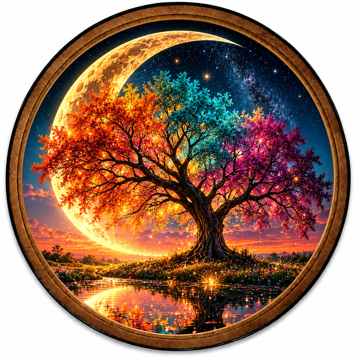 Handcrafted Celestial Tree of Seasons LED Wall Art