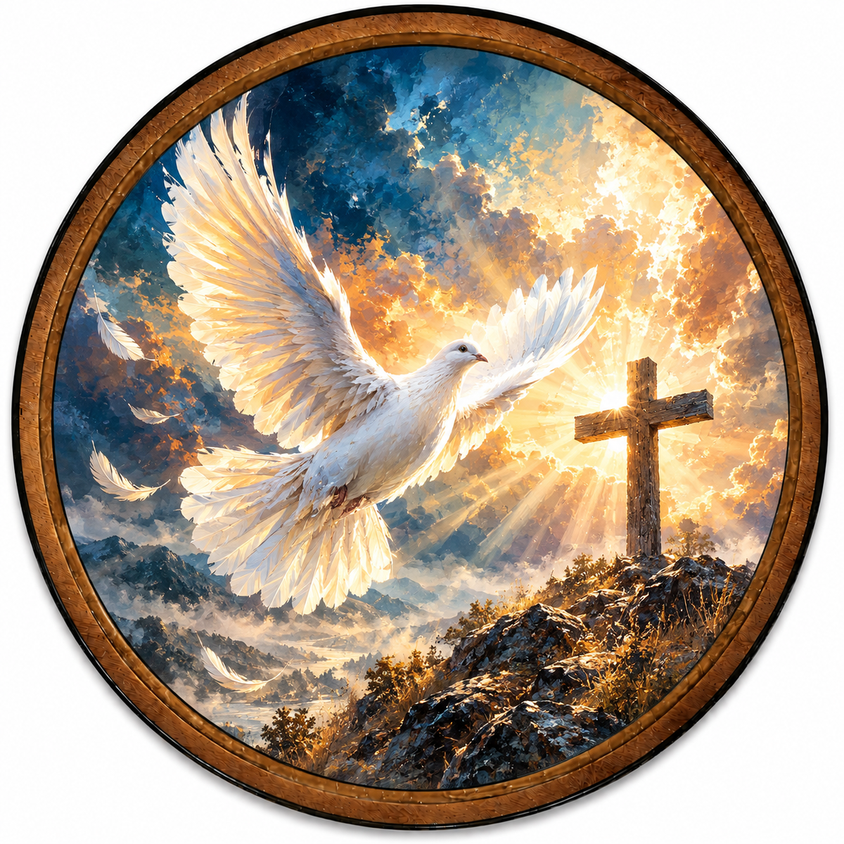 Handcrafted Dove & Cross Christian LED Wall Art