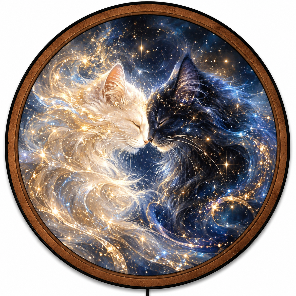Handcrafted Celestial Cats LED Wall Art – Two Souls One Universe, Cosmic Cat Lovers