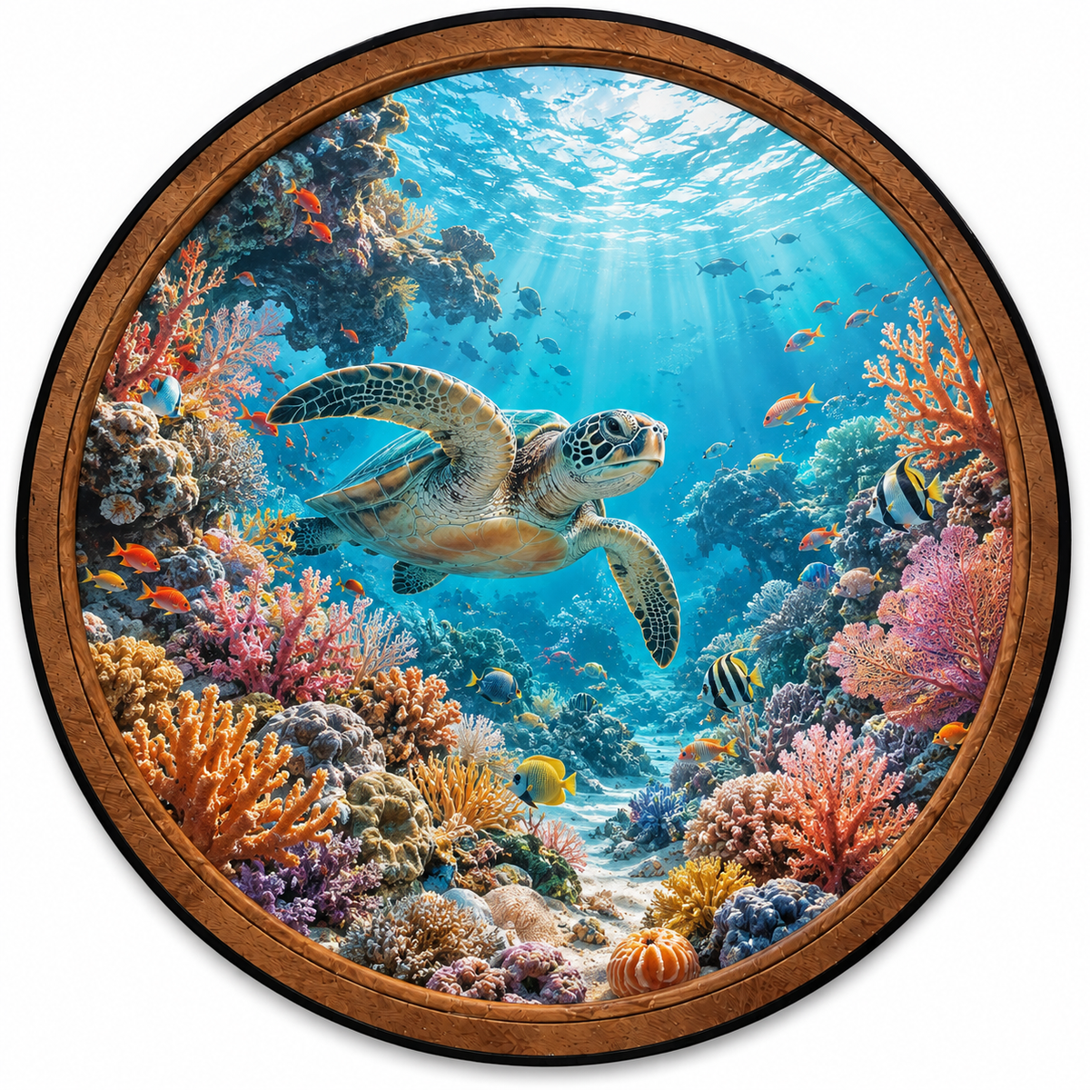 Handcrafted Sea Turtle LED Wall Art – Colorful Coral Reef & Tropical Ocean