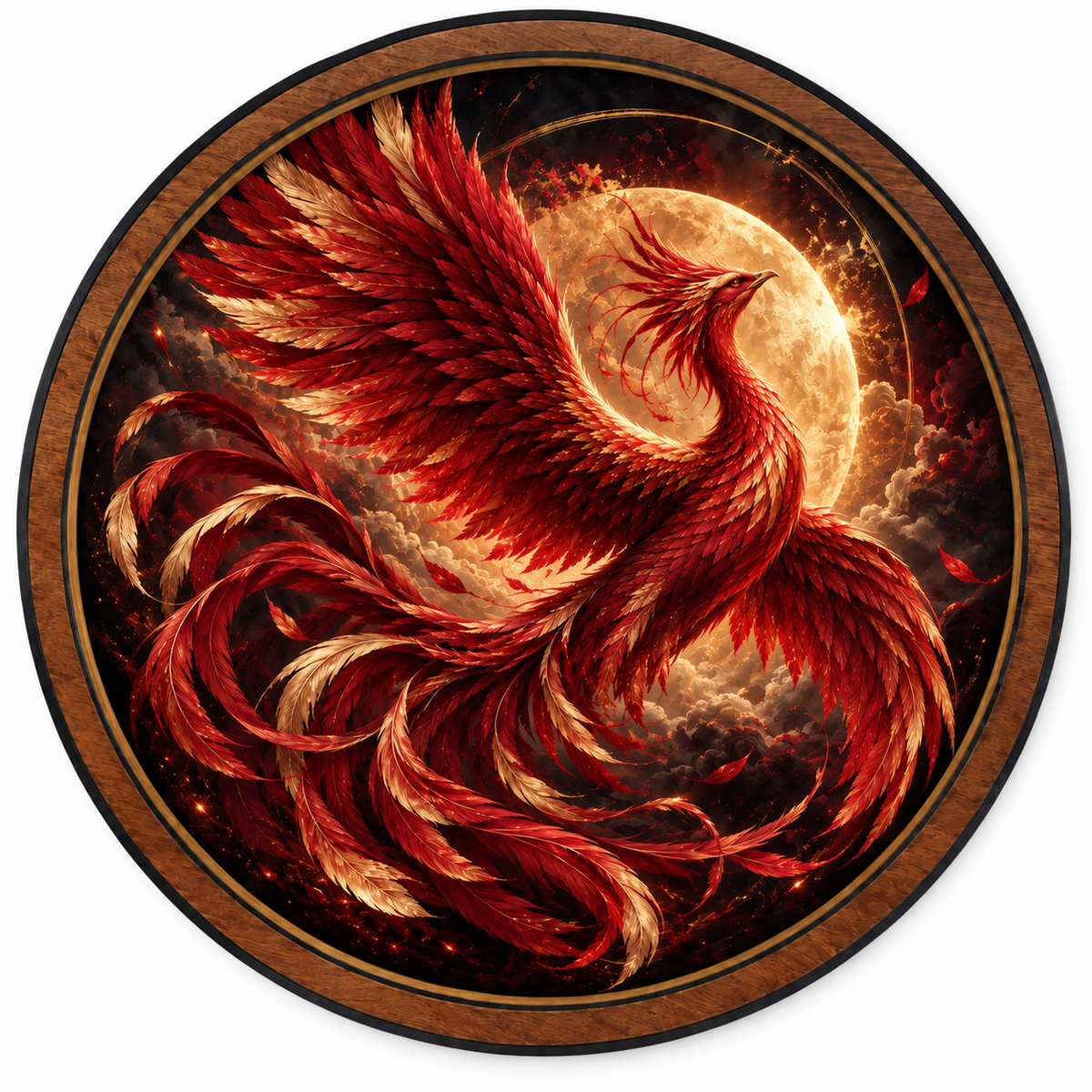Crimson Phoenix – Golden Moon LED Wall Art