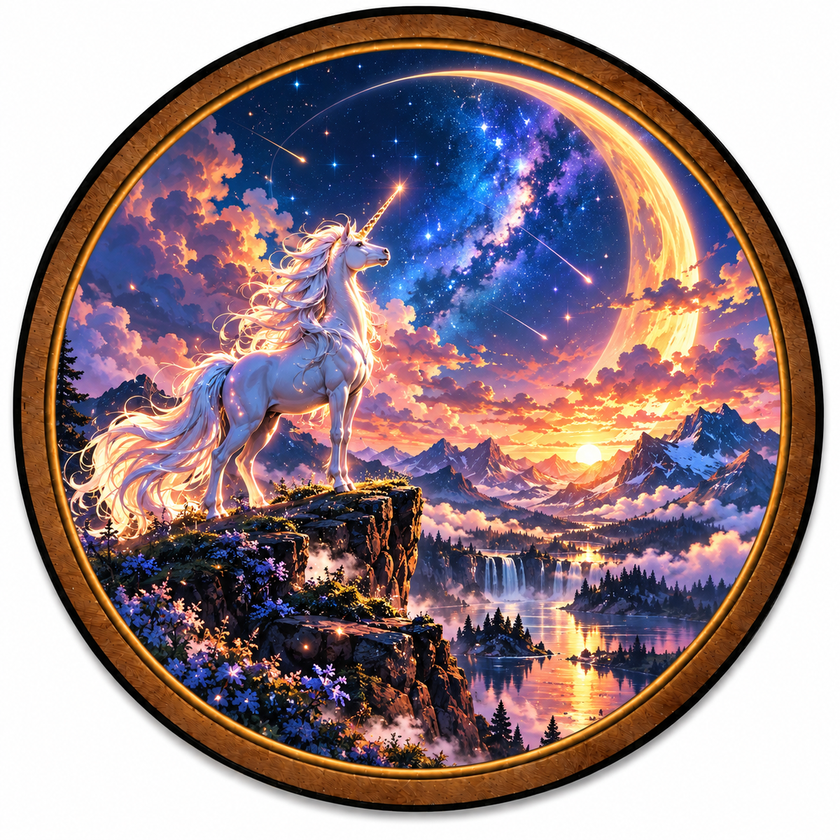 Celestial Unicorn – Golden Horizon LED Wall Art