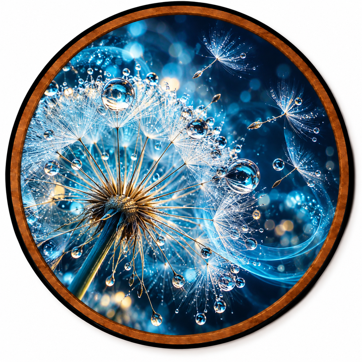 Celestial Wishes – Handcrafted LED Wall Art | Blue Dandelion & Crystal Dewdrops