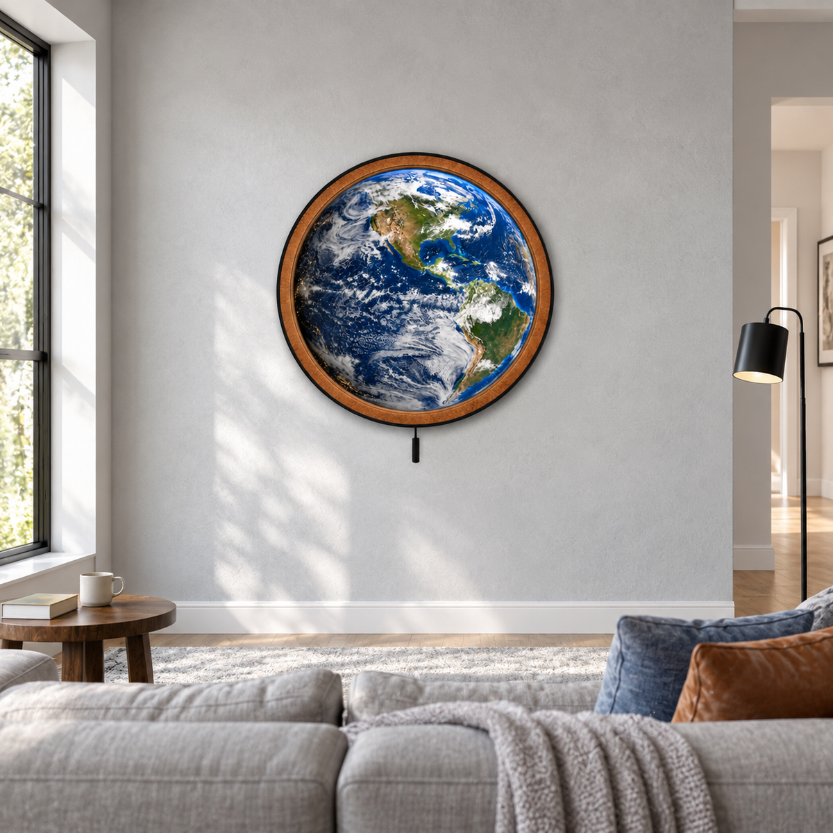 Blue Earth – Living Planet Circular LED Wall Art