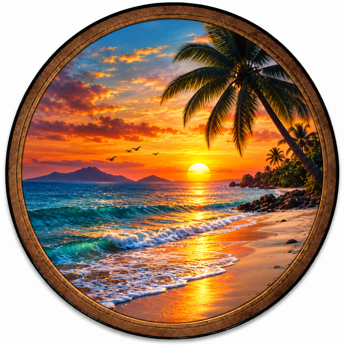 Tropical Sunset Paradise – Beach Ocean LED Wall Art