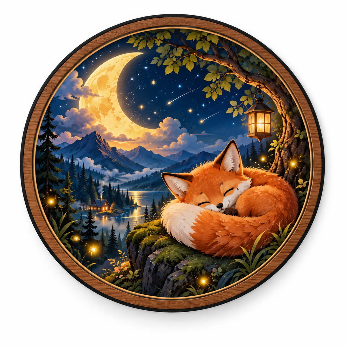 Sleeping Fox Moonlight – Enchanted Forest LED Wall Art