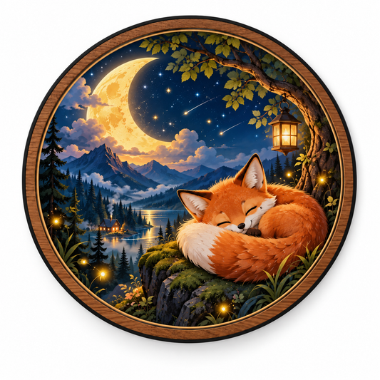 Sleeping Fox Moonlight – Enchanted Forest LED Wall Art