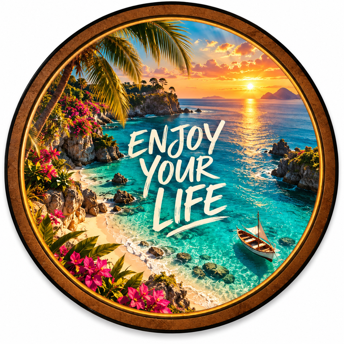 Enjoy Your Life – Tropical Paradise LED Wall Art
