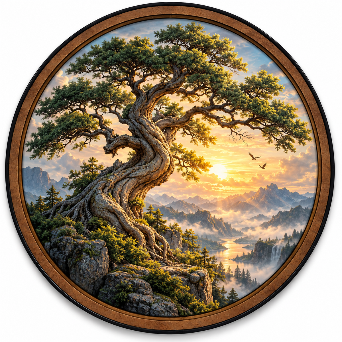 Ancient Sentinel Golden Valley Circular LED Wall Art