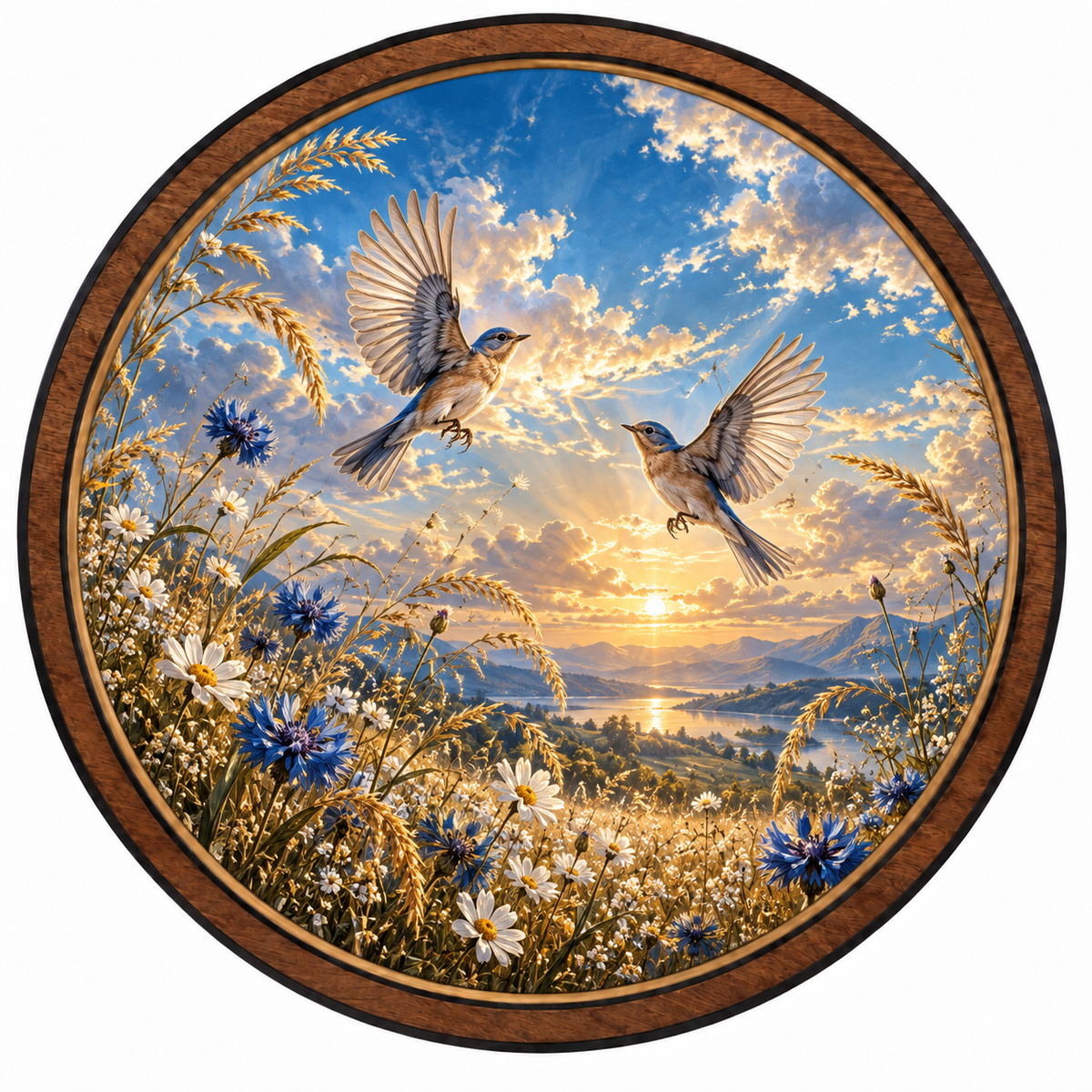 Golden Meadow – Bluebird Sunrise LED Wall Art