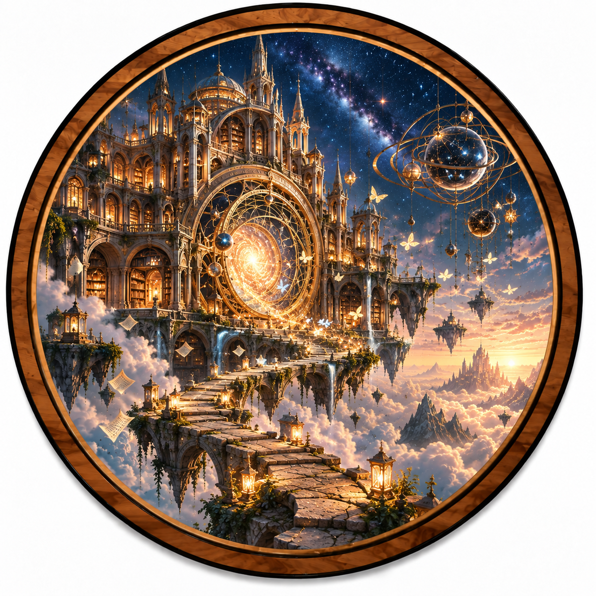 Handcrafted Celestial Library Gateway LED Wall Art