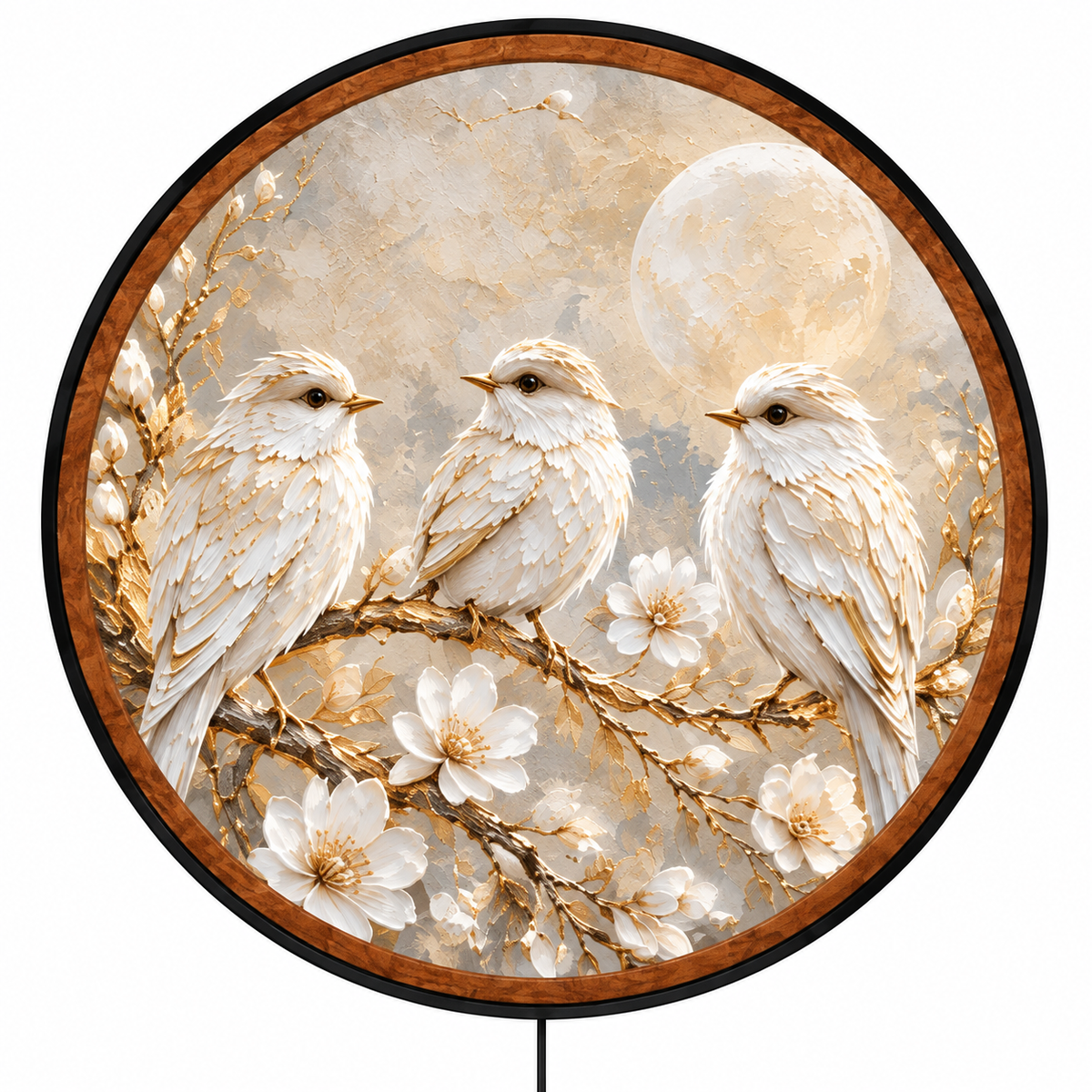 Moonlit Harmony – Handcrafted Round LED Wall Art