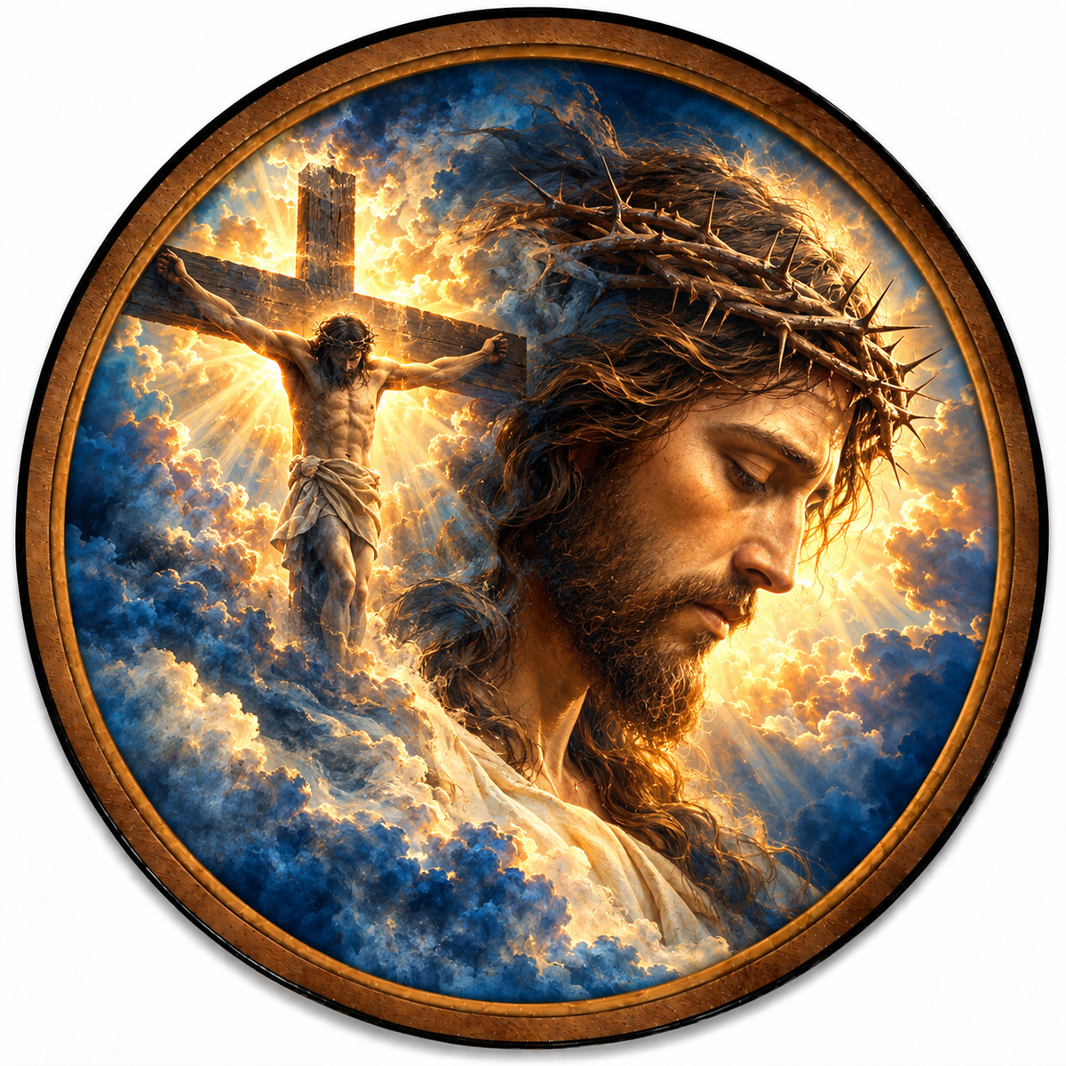 Handcrafted Jesus Christ LED Wall Art – Crown of Thorns, Crucifixion & Divine Light Christian