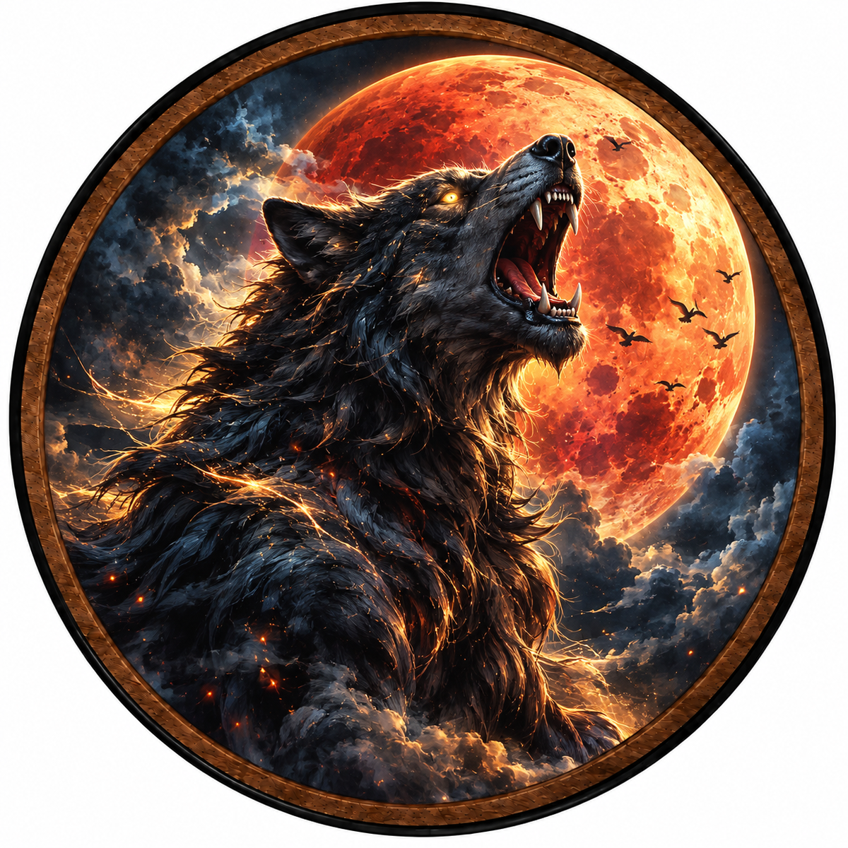 Blood Moon Wolf – Handcrafted LED Wall Art