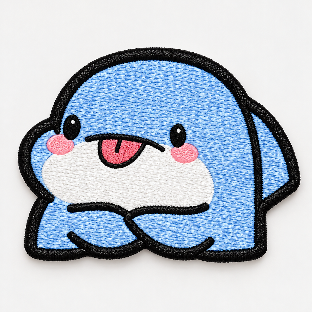 Cute Blue Shark Embroidered Iron-On Patch – Kawaii Cartoon Shark Applique