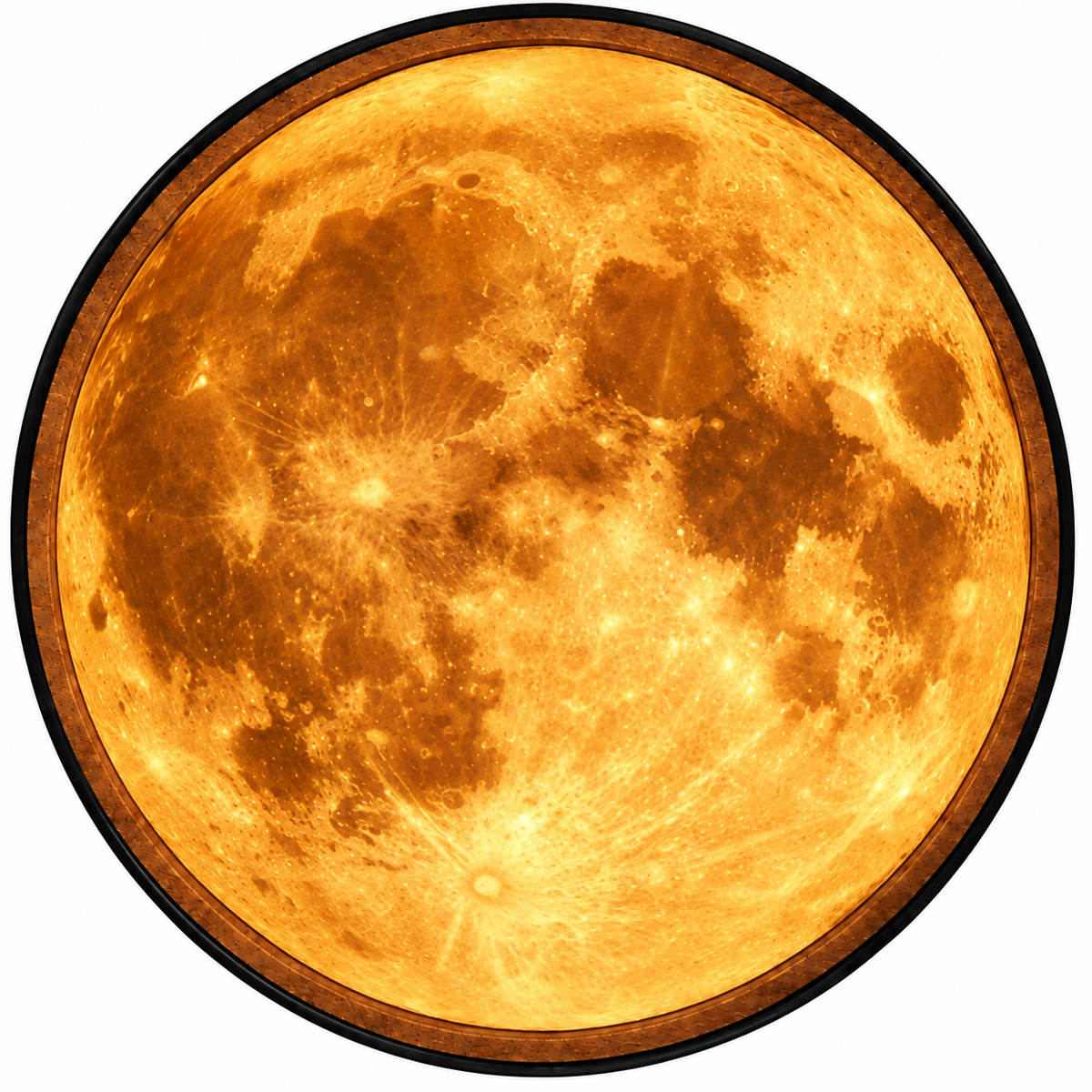 Golden Full Moon – Handcrafted Round LED Wall Art