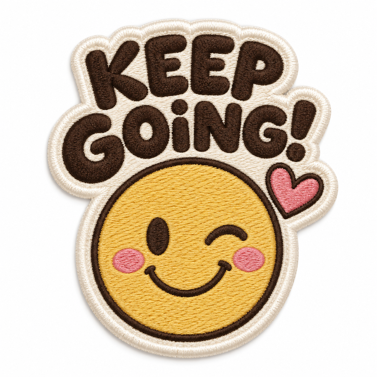 Keep Going Smiley Face Embroidered Iron-On Patch