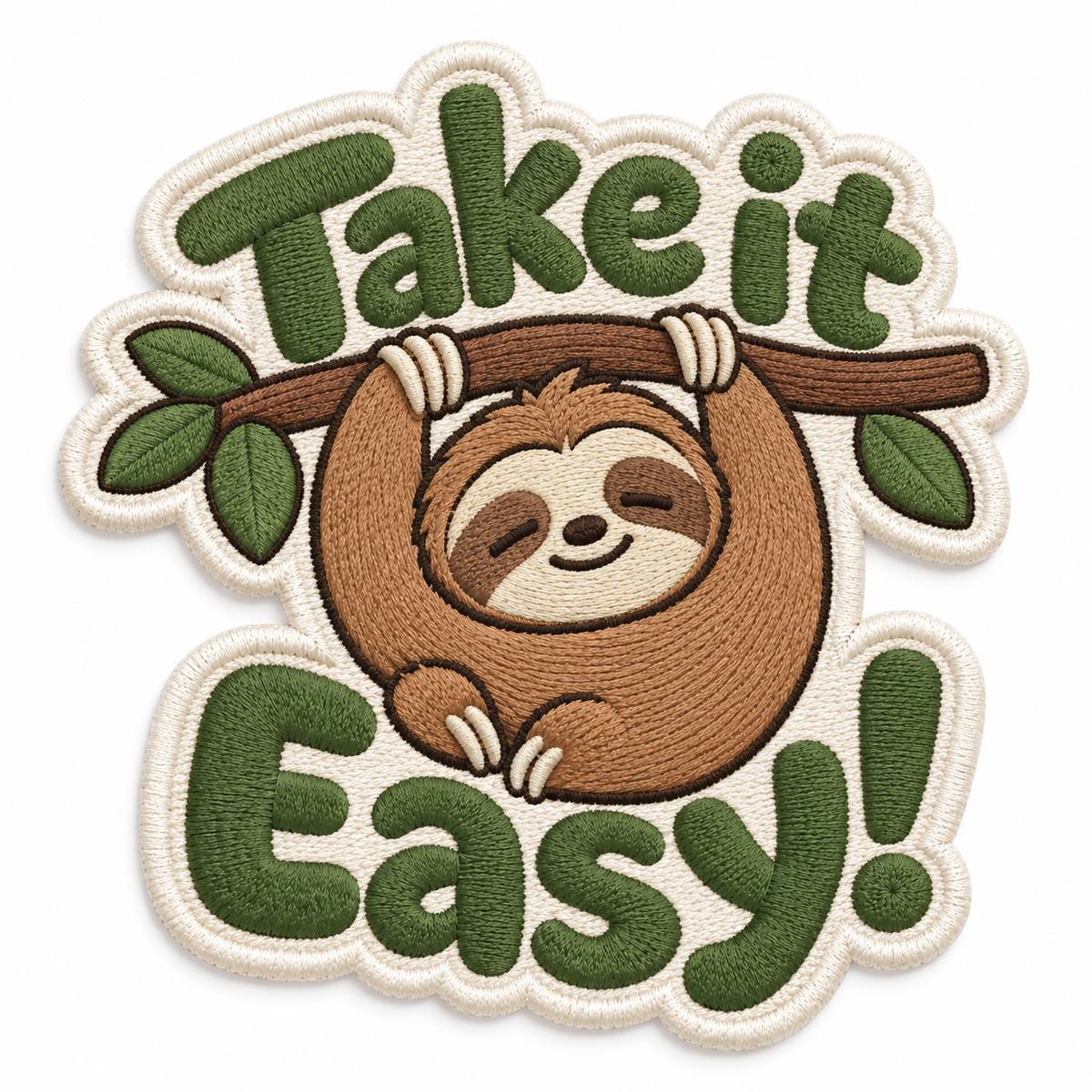 Take It Easy Sloth Embroidered Iron-On Patch – Cute Motivational Applique