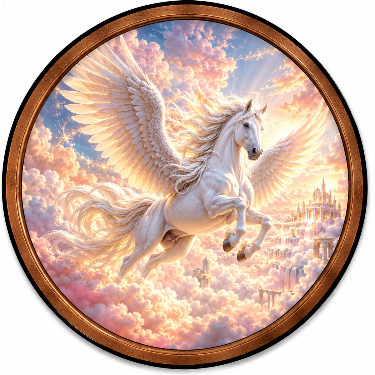 Handcrafted Celestial White Pegasus LED Wall Art