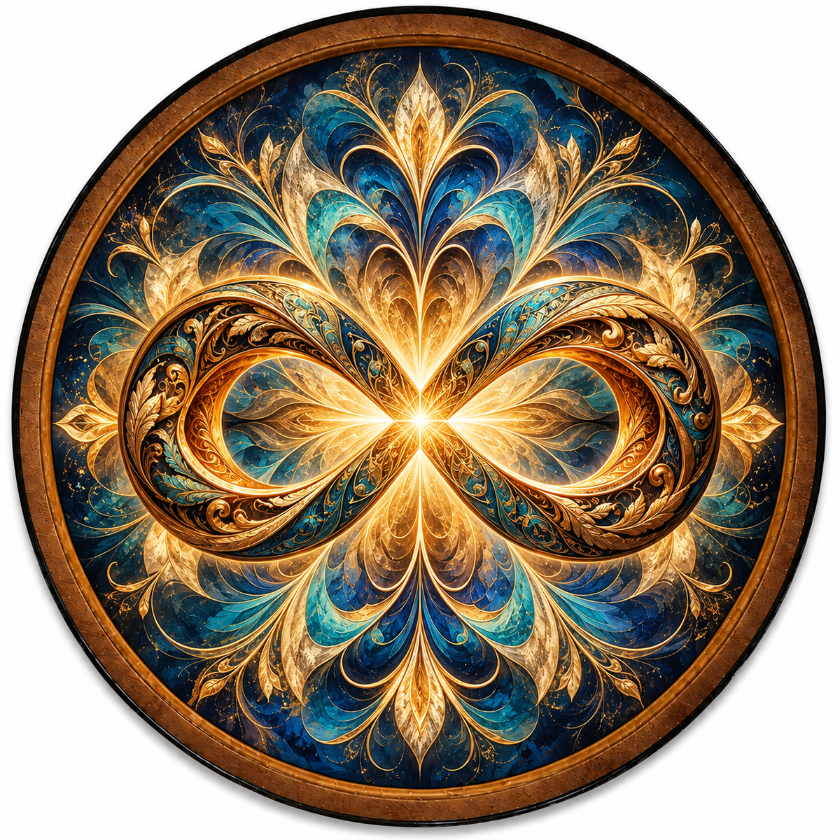 Golden Infinity Blue Mandala LED Wall Art