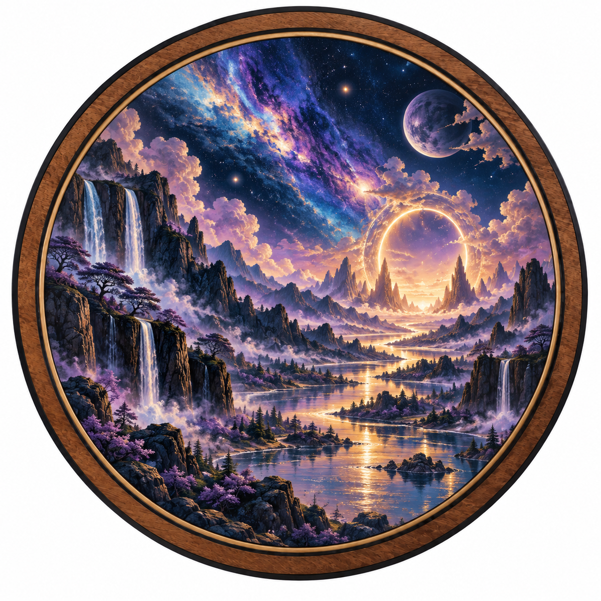 Celestial Valley – Golden Portal LED Wall Art
