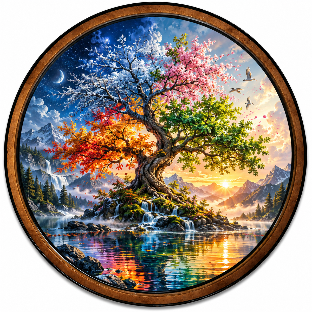 Handcrafted Four Seasons Tree of Life LED Wall Art