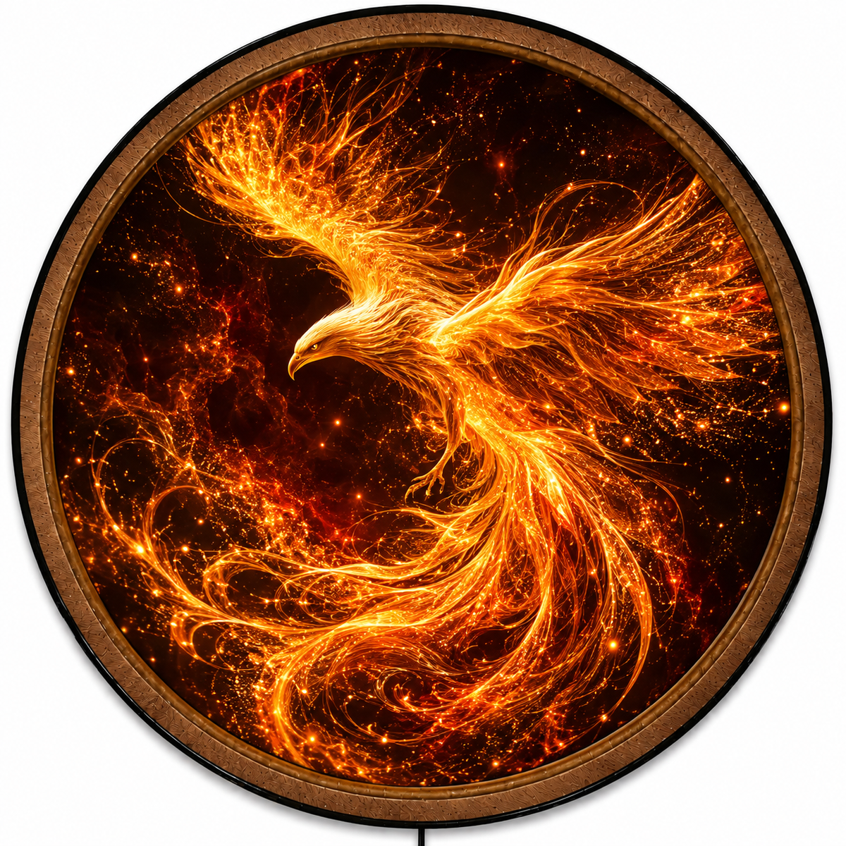 Handcrafted Fire Phoenix LED Wall Art – Golden Flaming Phoenix Rising Fantasy