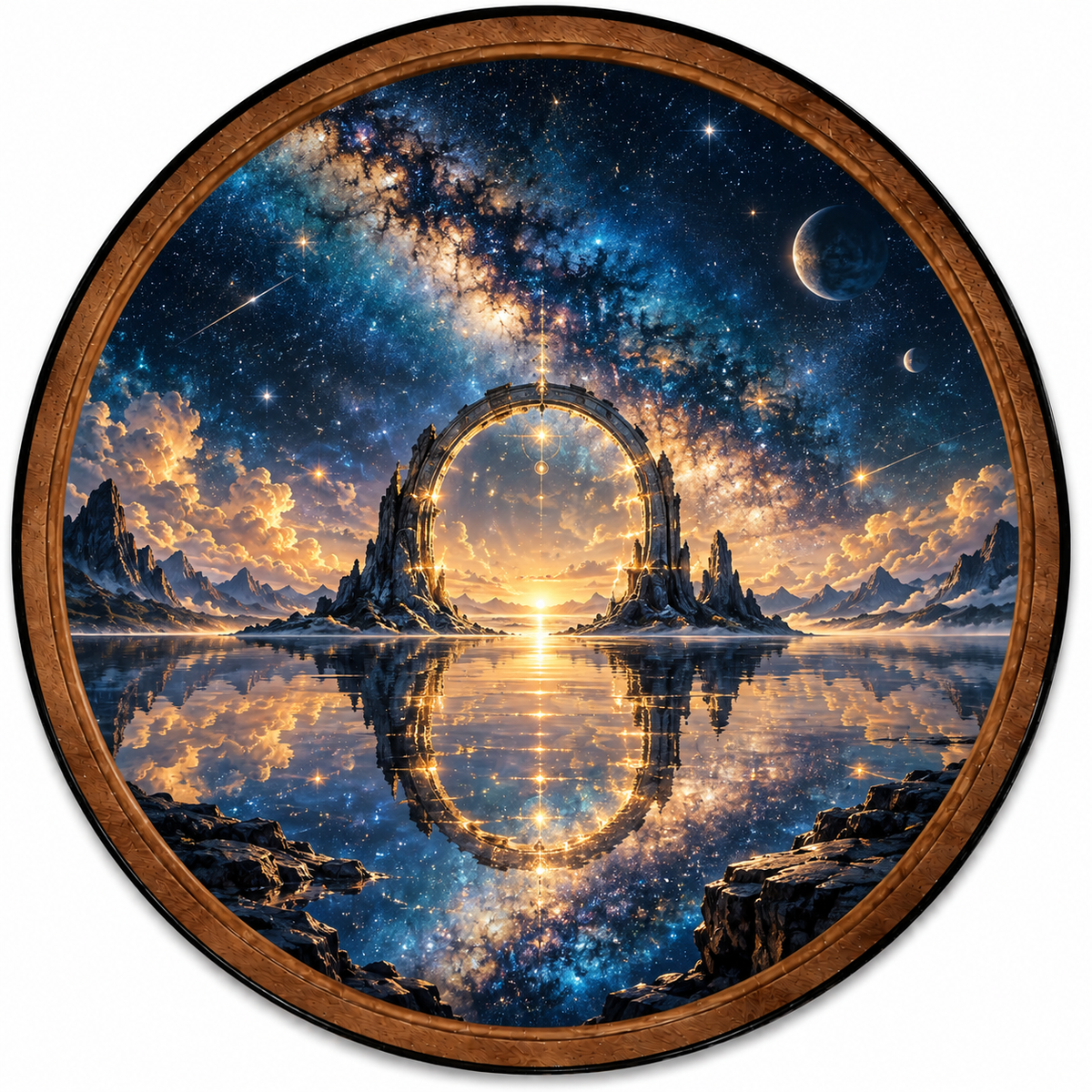 Celestial Gateway Cosmic Reflection LED Wall Art