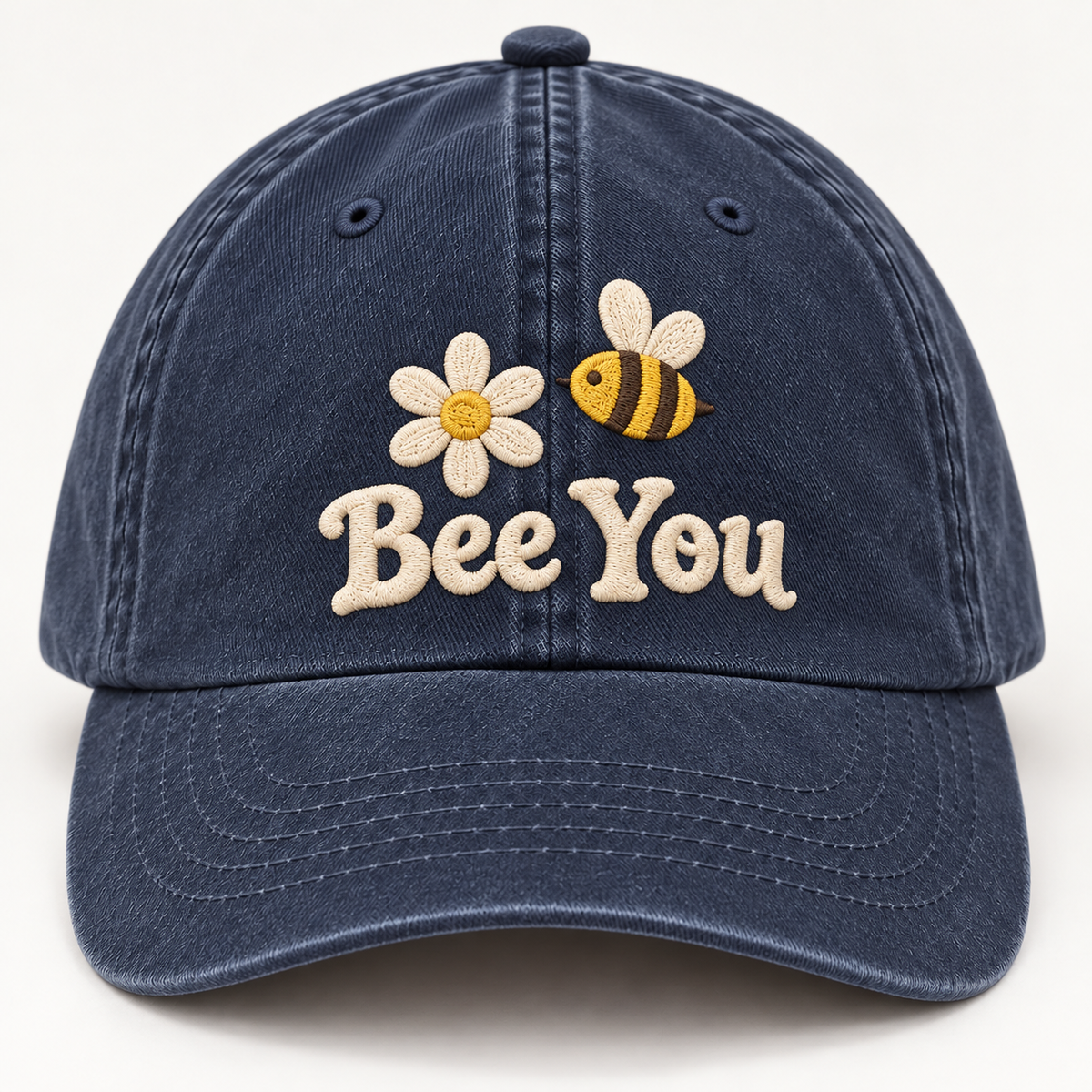 Bee You Embroidered Dad Hat – Cute Vintage Washed Cap