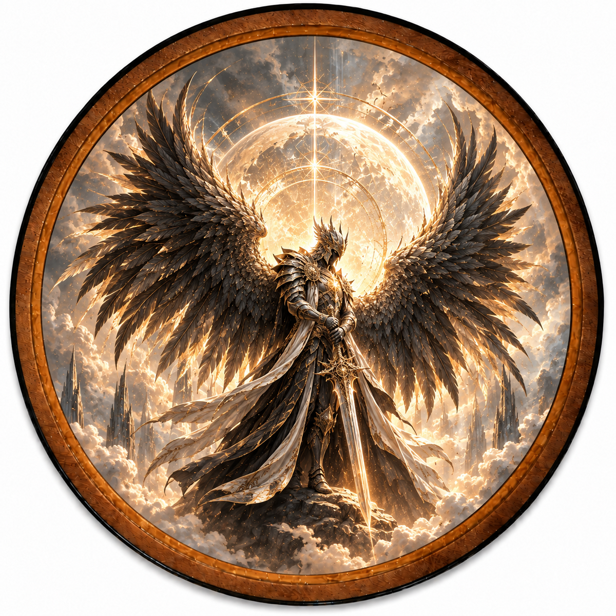 Handcrafted Celestial Guardian Angel LED Wall Art